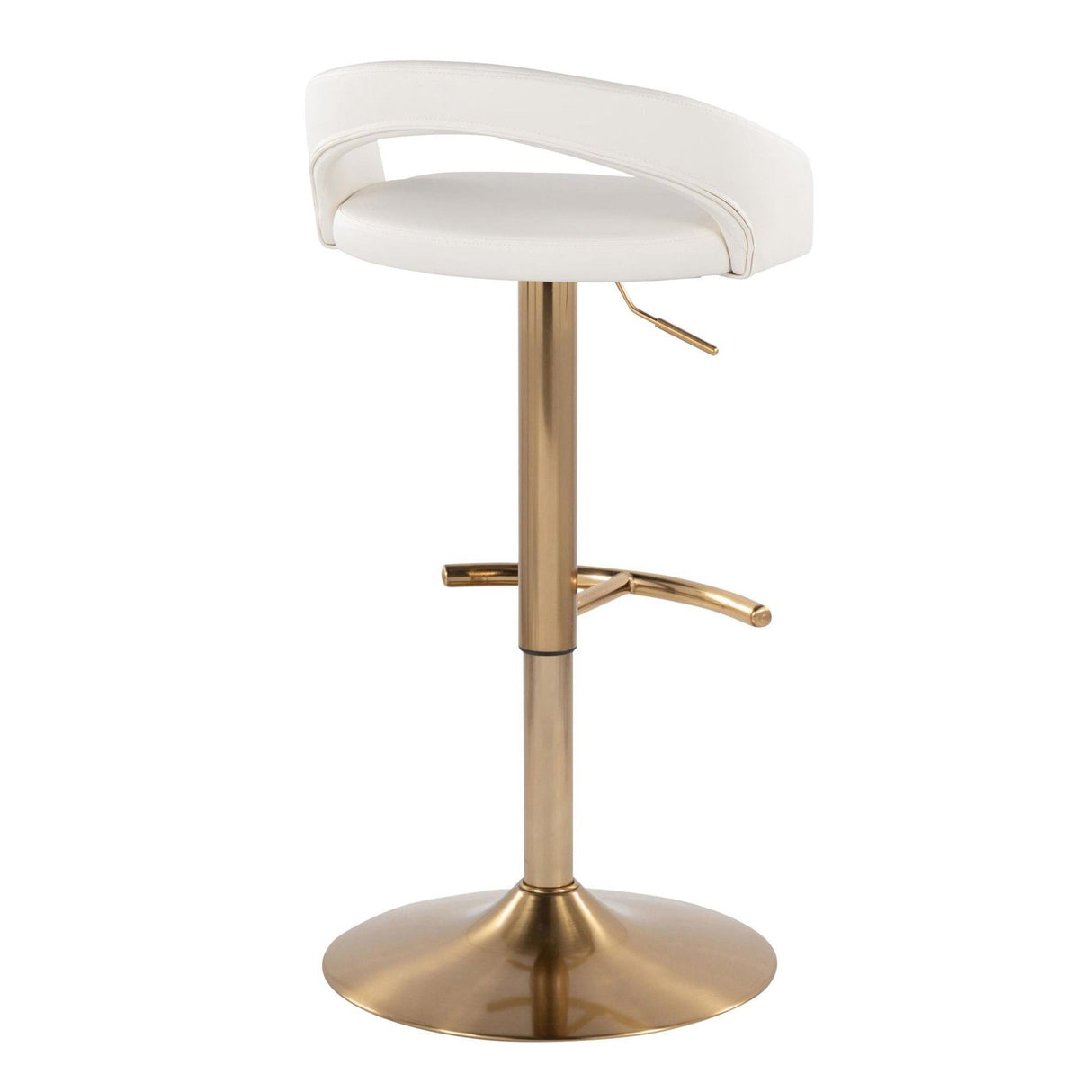 Grotto - Upholstered Adjustable Barstool - Gold Metal Base