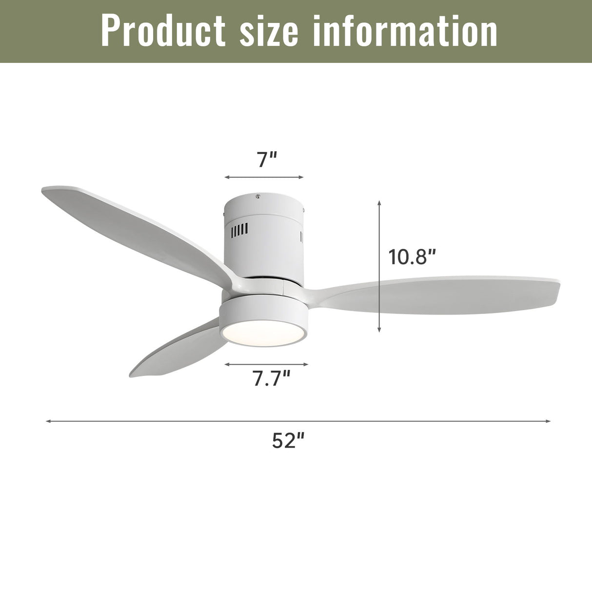 Indoor / Outdoor Ceiling Fan With Blades, Reversible DC Motor, Remote Controlled LED Light - White