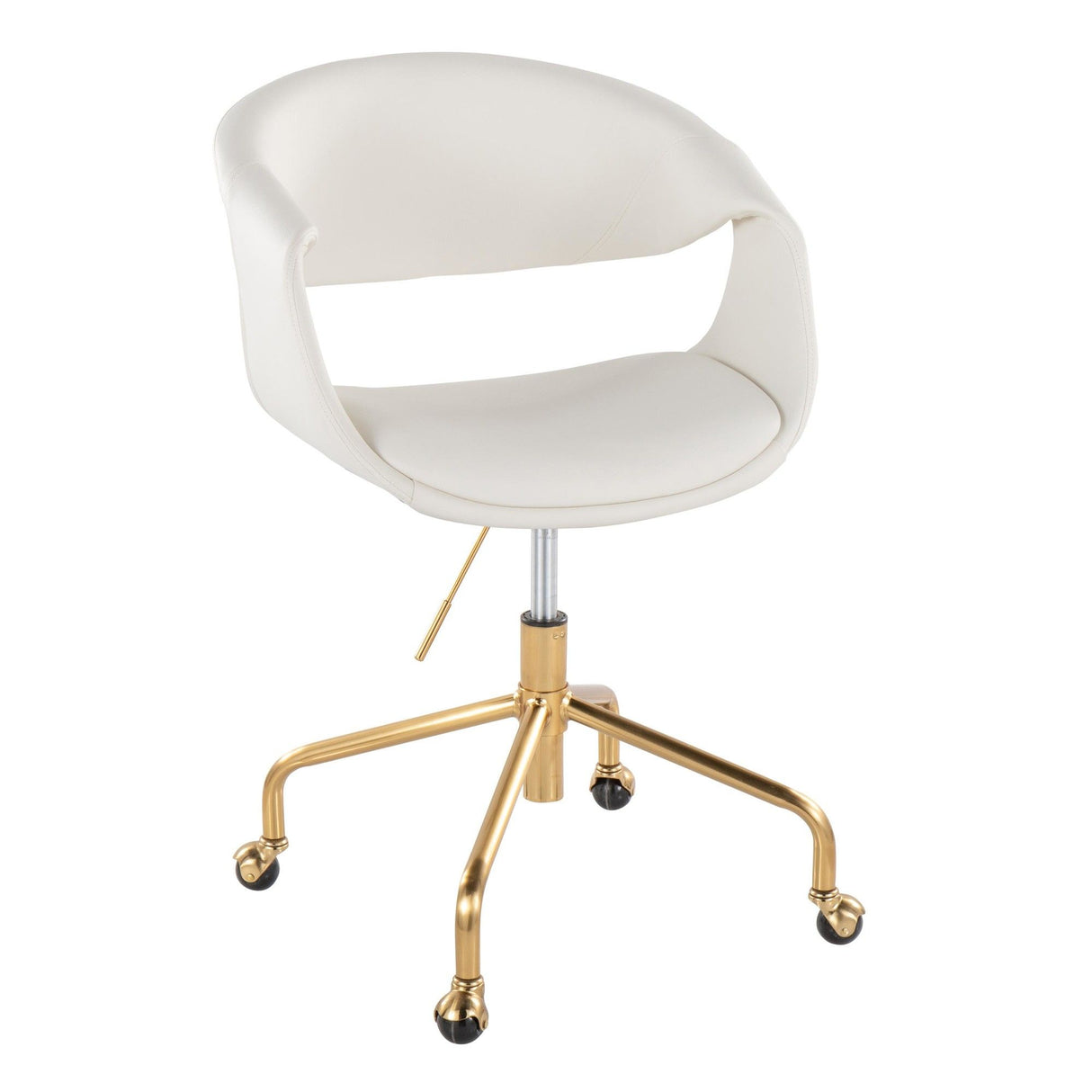 Curvo - Upholstered Task Chair - Gold Metal Base