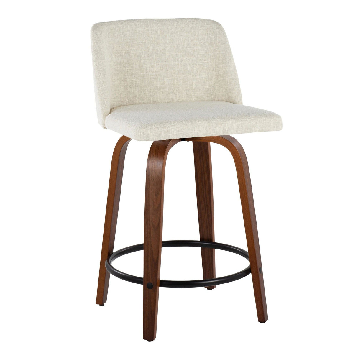 Toriano - 24" Fixed-height Counter Stool (Set of 2) - Walnut And Black Round Footrest