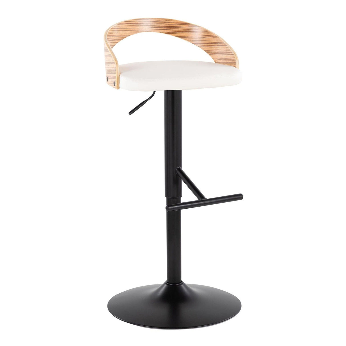 Grotto - Adjustable Barstool (Set of 2) - White Faux Leather And Zebra Wood