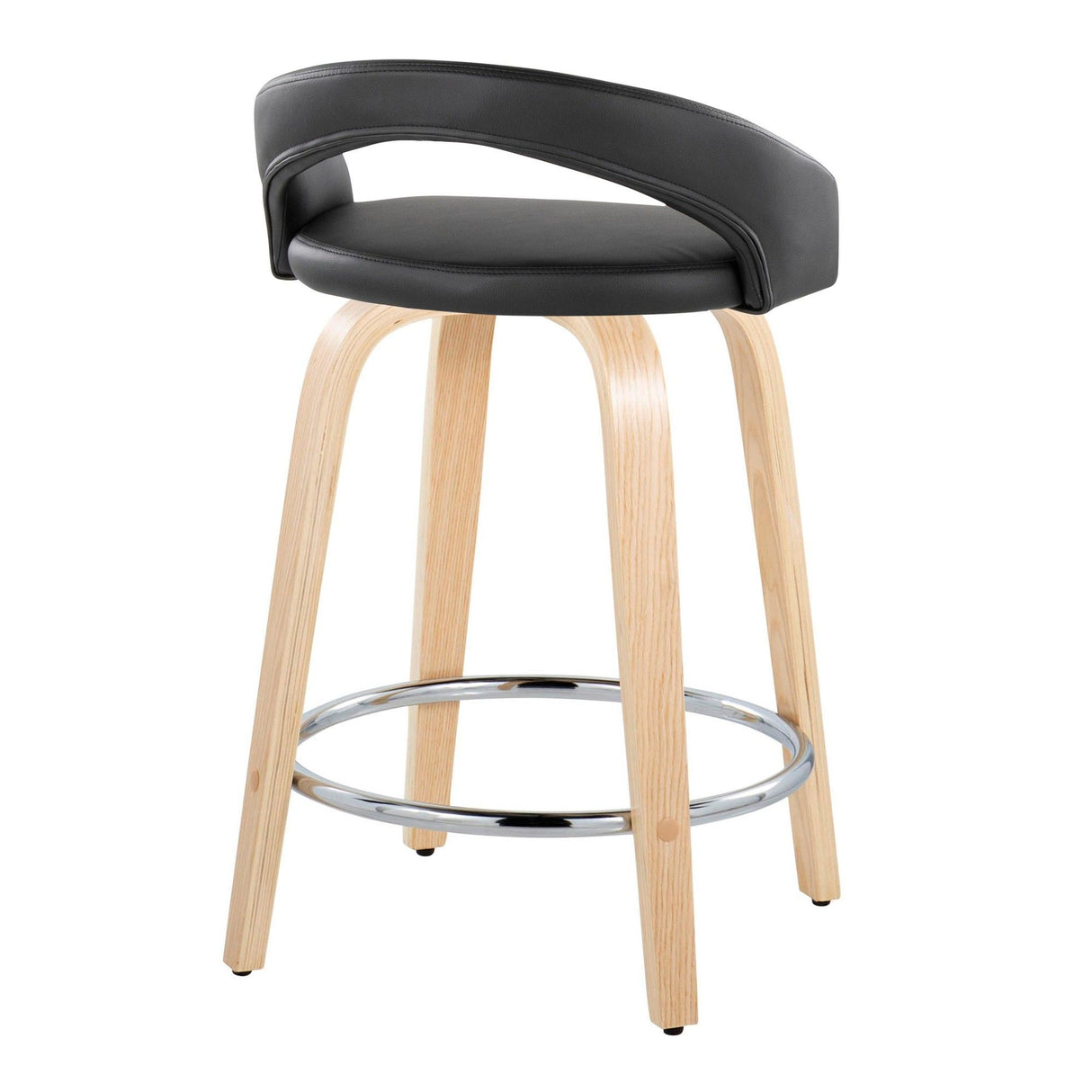 Grotto - Upholstered Fixed-Height Counter Stool With Natural Wood Base (Set of 2)