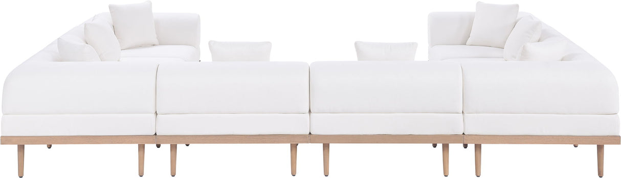 Laguna - 8 Piece Resilient Water Resistant Fabric 142" Upholstered Outdoor Patio Modular Sectional