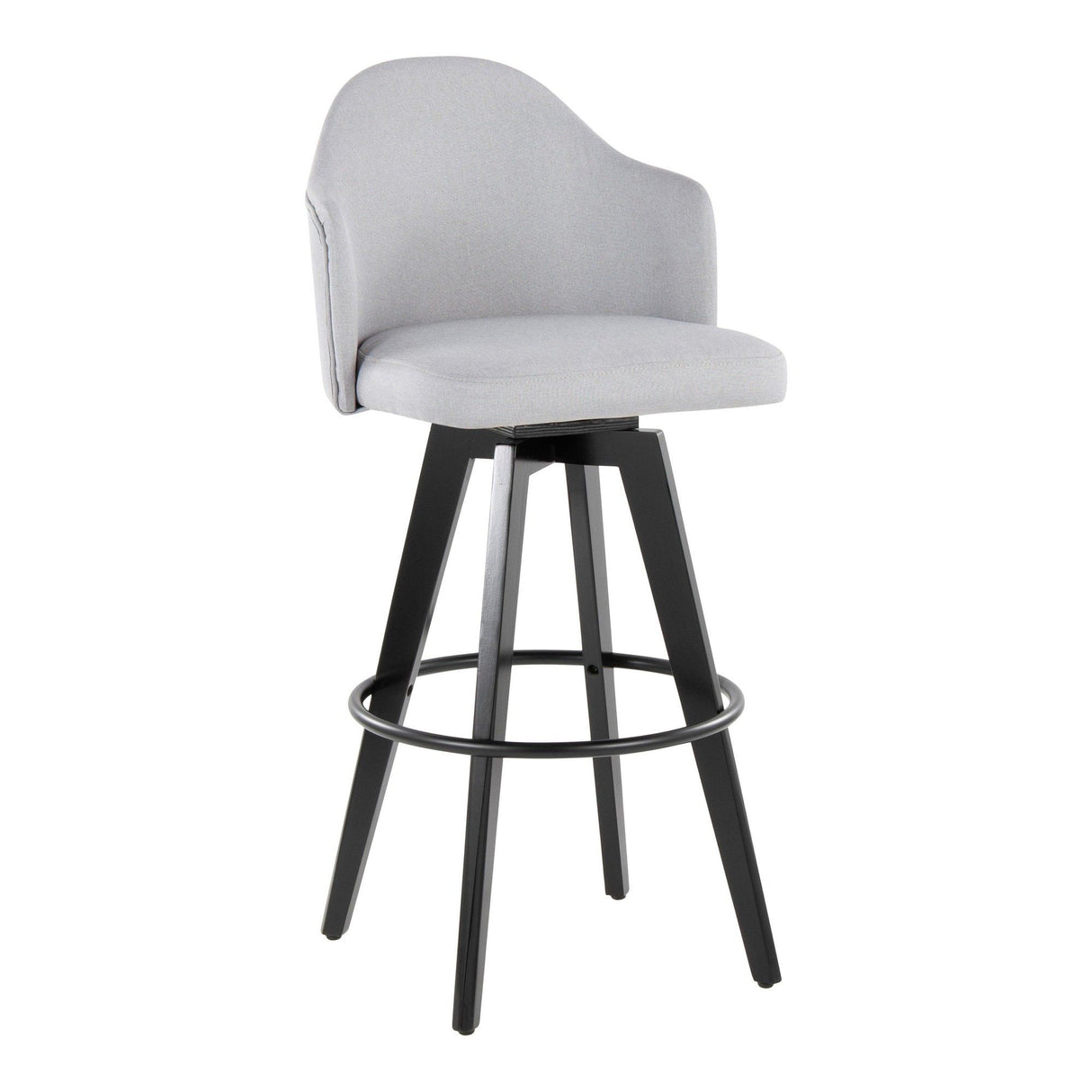 Ahoy - Upholstered Fixed-Height Barstool (Set of 2) - Black Base, Black Footrest
