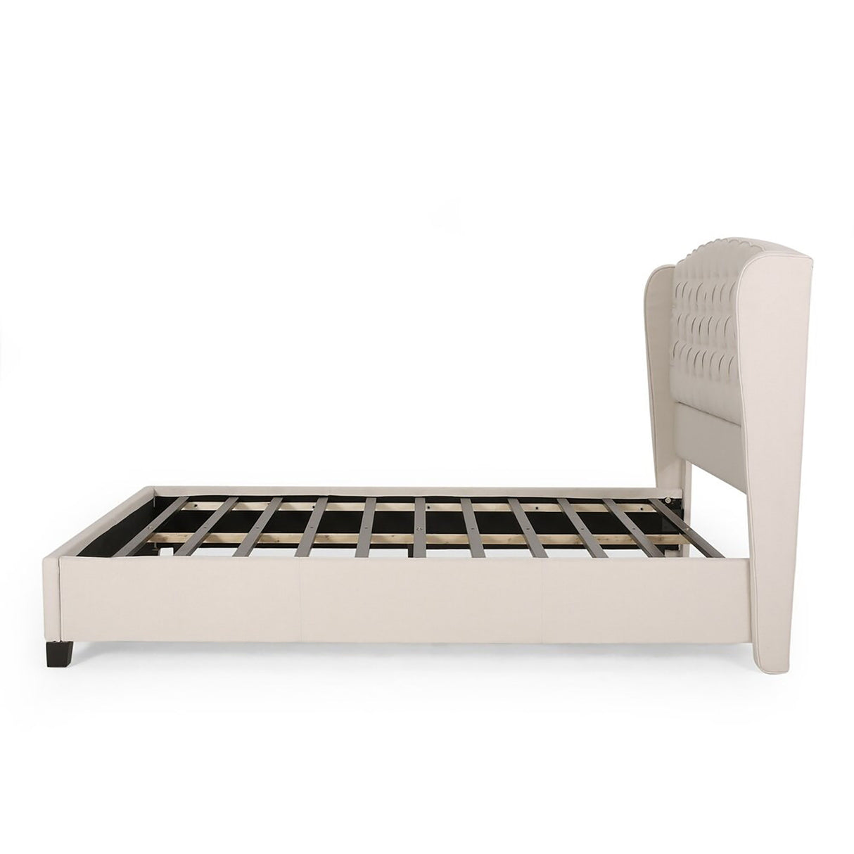 Twilight Fully Upholstered Fabric Wingback Queen Bed - Ivory