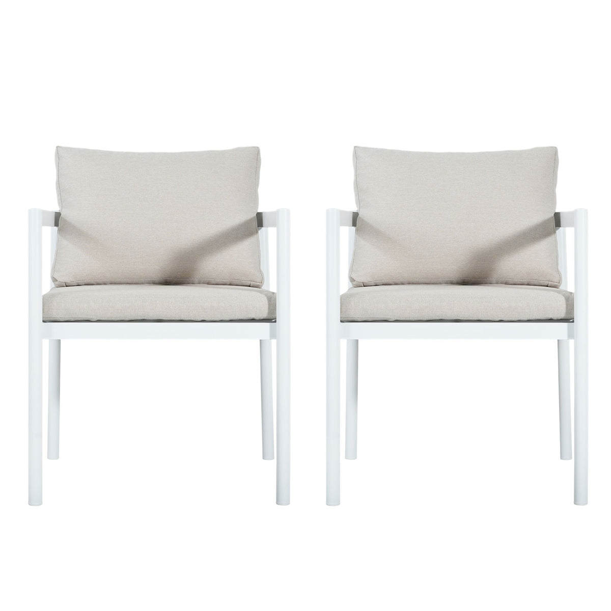 All-Weather Outdoor Dining Chair (Set of 2) - Beige / White