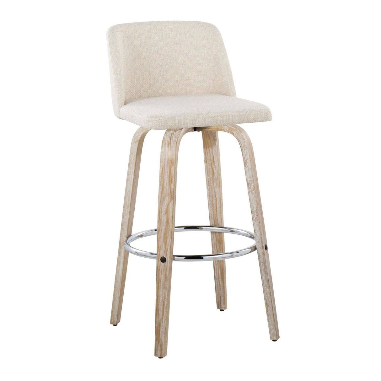 Toriano - 30" Fixed-Height Barstool (Set of 2) - Cream And Light Brown