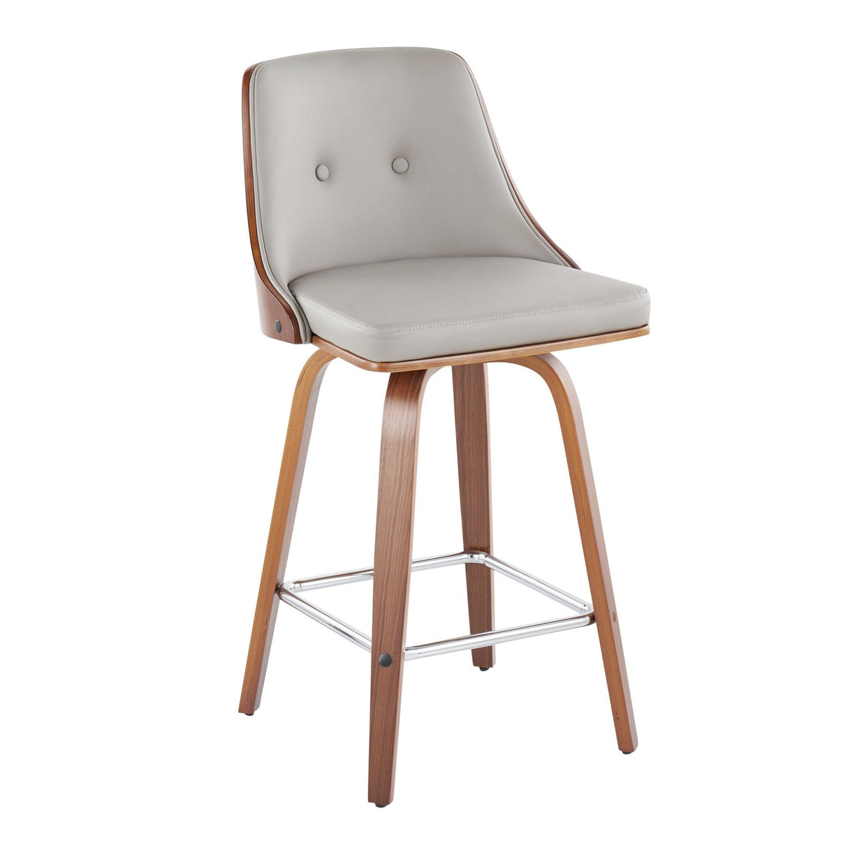 Gianna - Fixed-Height Swivel Counter Stool (Set of 2) - Walnut Frame And Square Footrest