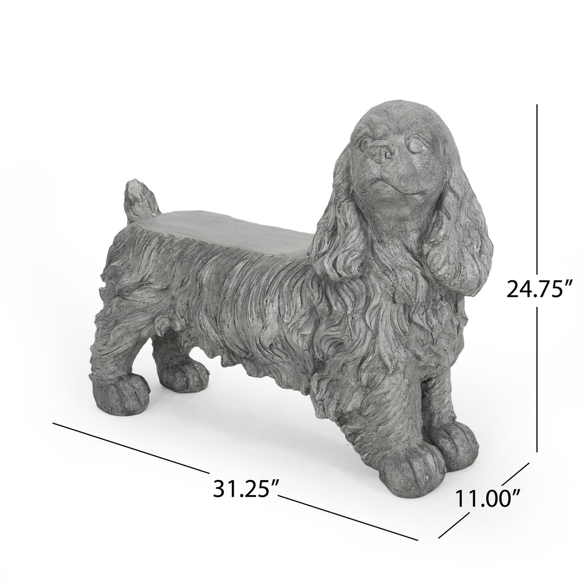 Cocker Spaniel Dog Statue - Gray