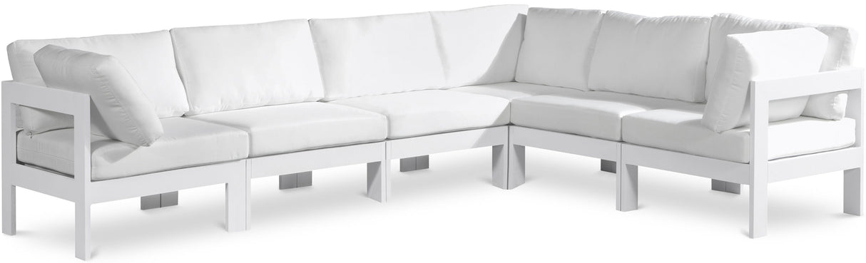 Nizuc - Outdoor Patio 6 Piece Modular Sectional With White Frame