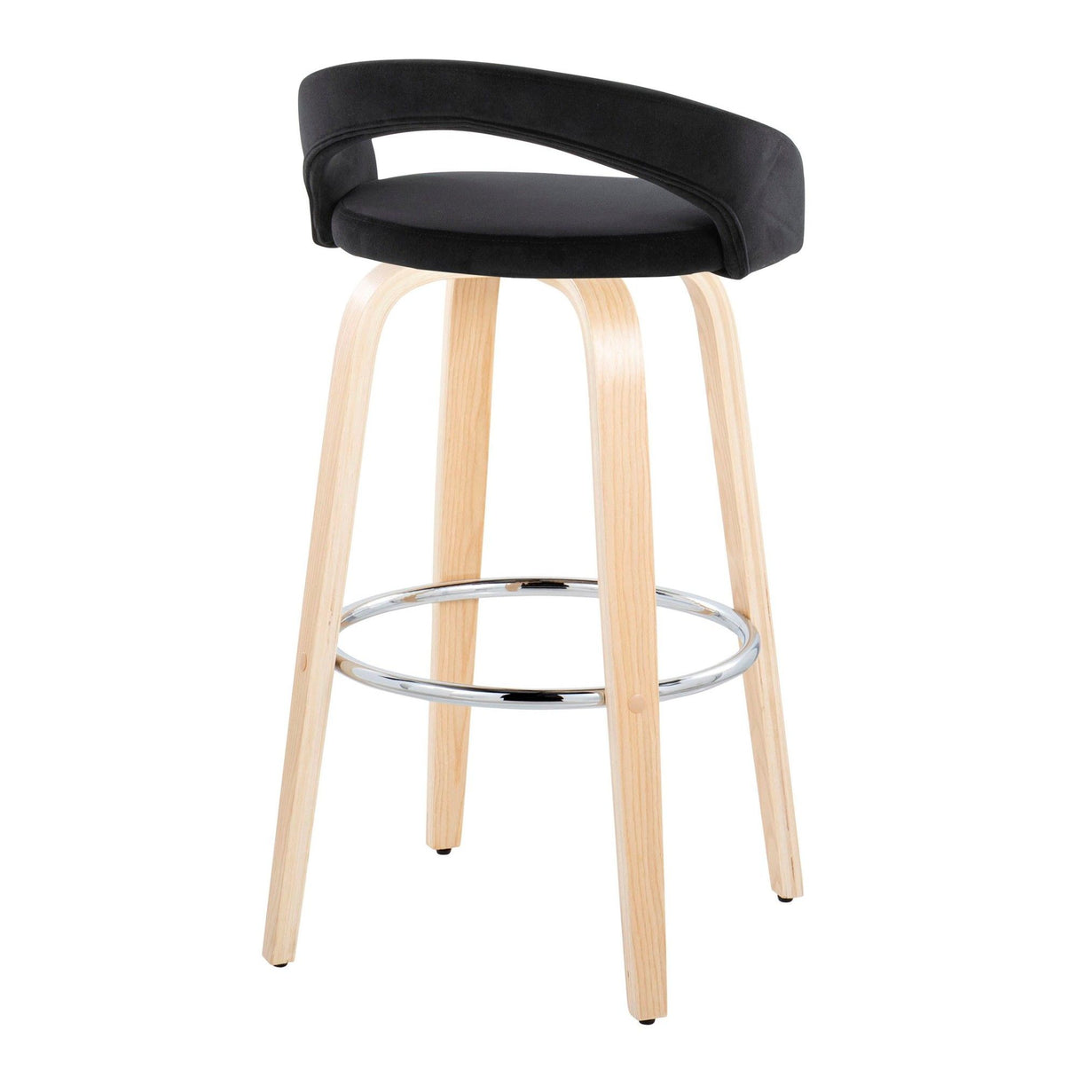 Grotto - Upholstered Fixed-Height Barstool (Set of 2) - Natural Wood