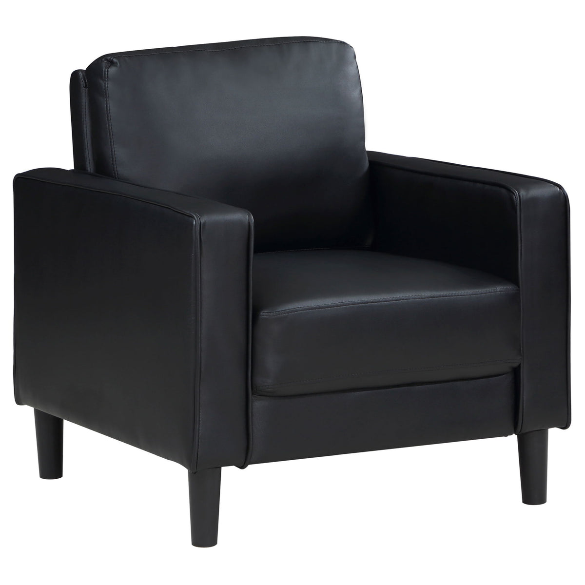 Weld 3 Piece Upholstered Track Arm Sofa Set - Black