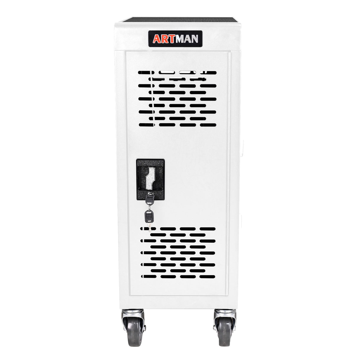 16 Bay Mobile School Charging Cart Station For Chromebook, Tablet And Laptop Computer With Power Strip Included - White