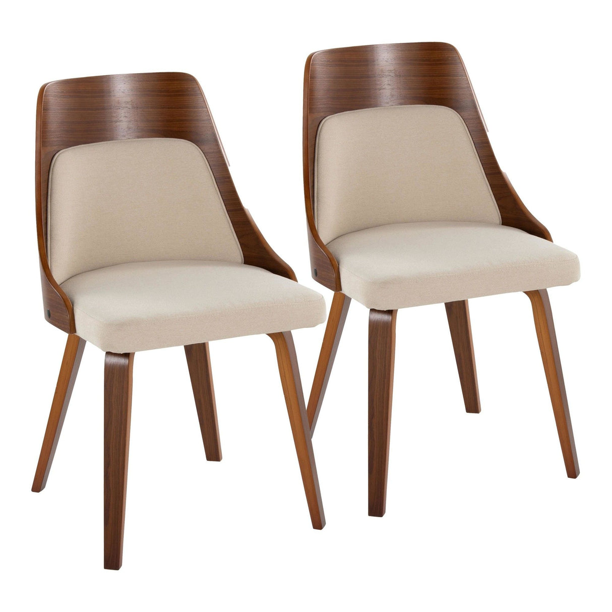 Anabelle - Dining / Accent Chair (Set of 2) - Walnut Wood And Cream Fabric