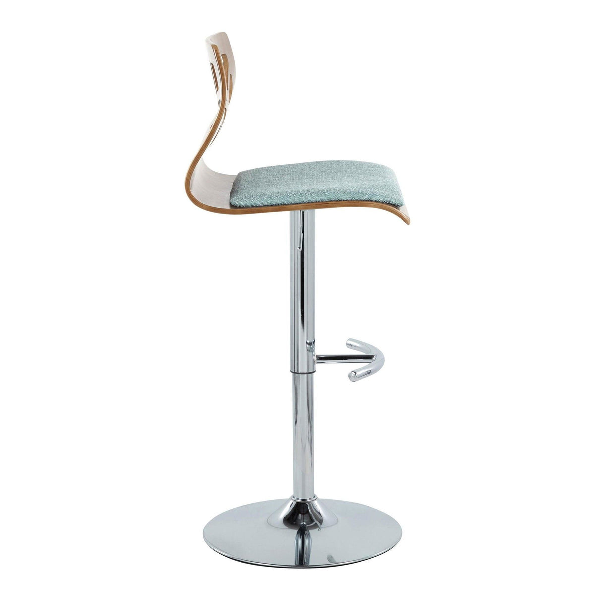 Folia - Adjustable Swivel Barstool (Set of 2) - Chrome Metal And Walnut Back