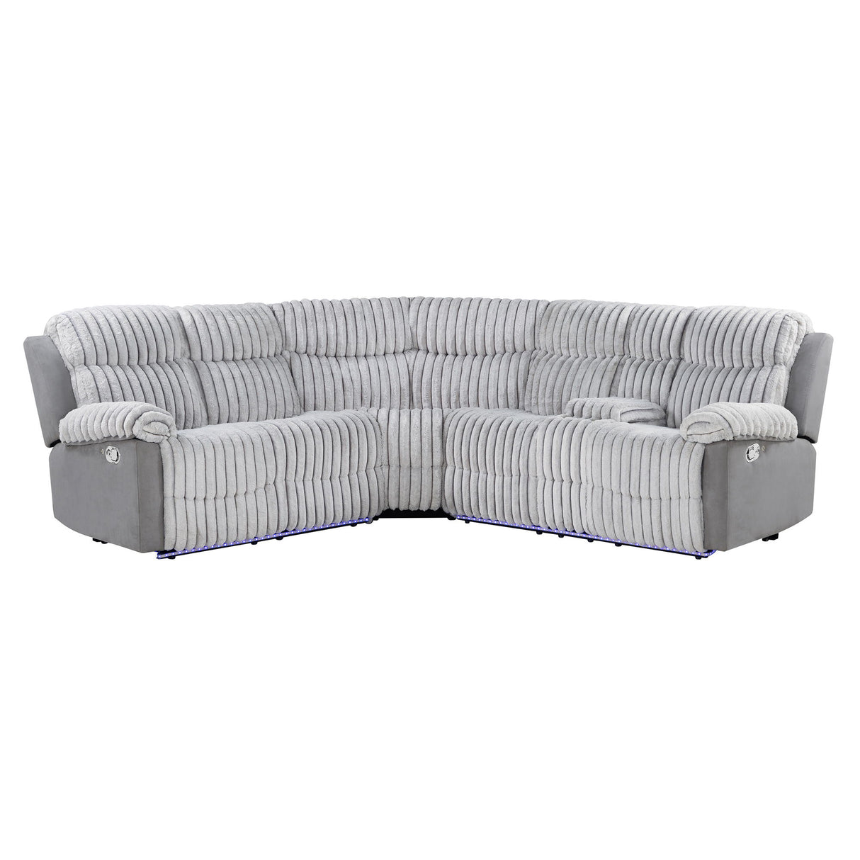 Bruni - Sectional Sofa With LED Lighting And Manual Recline - Gray