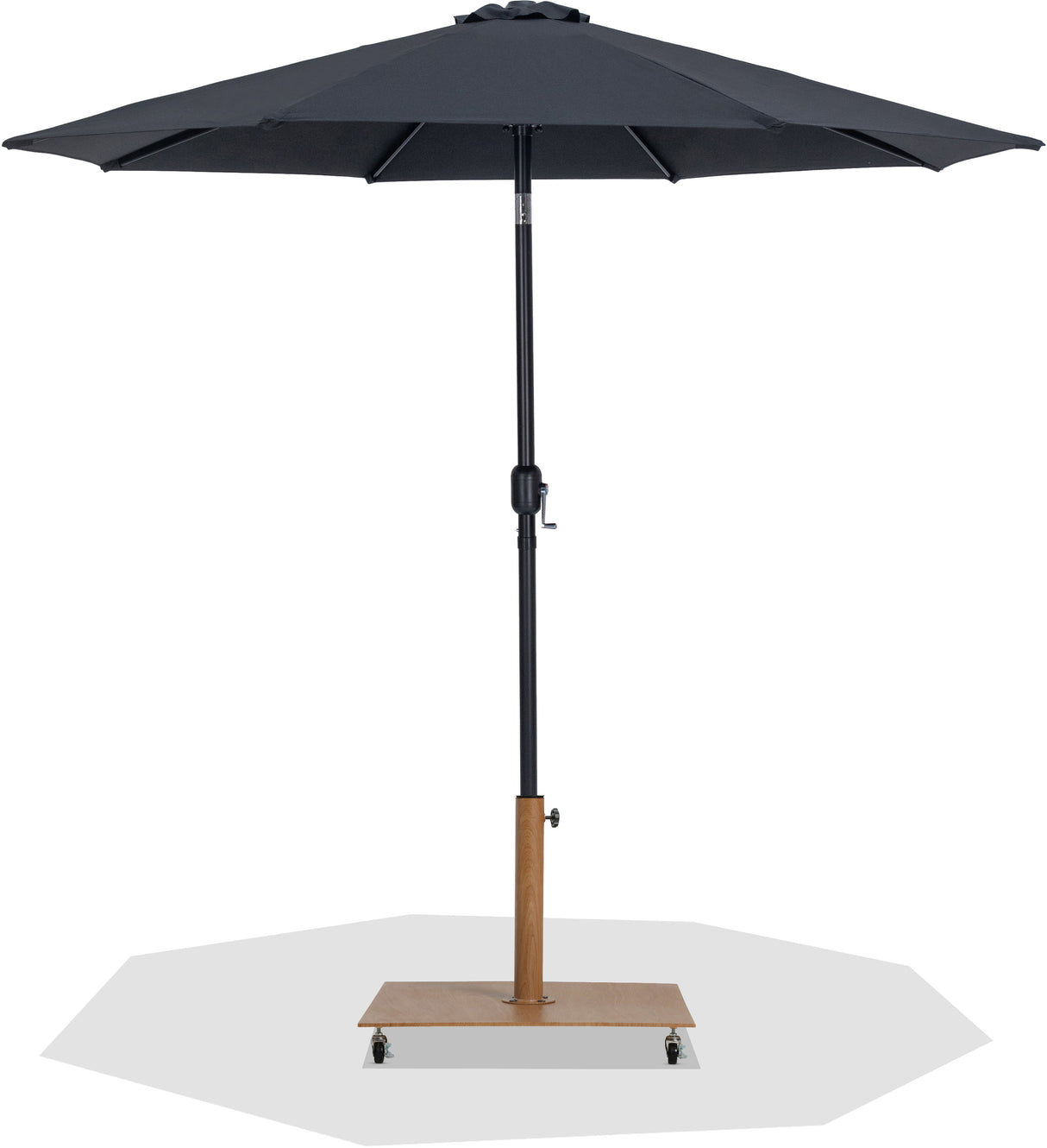 Fiji - Aluminum Patio Umbrella With Square Teak And Black Base