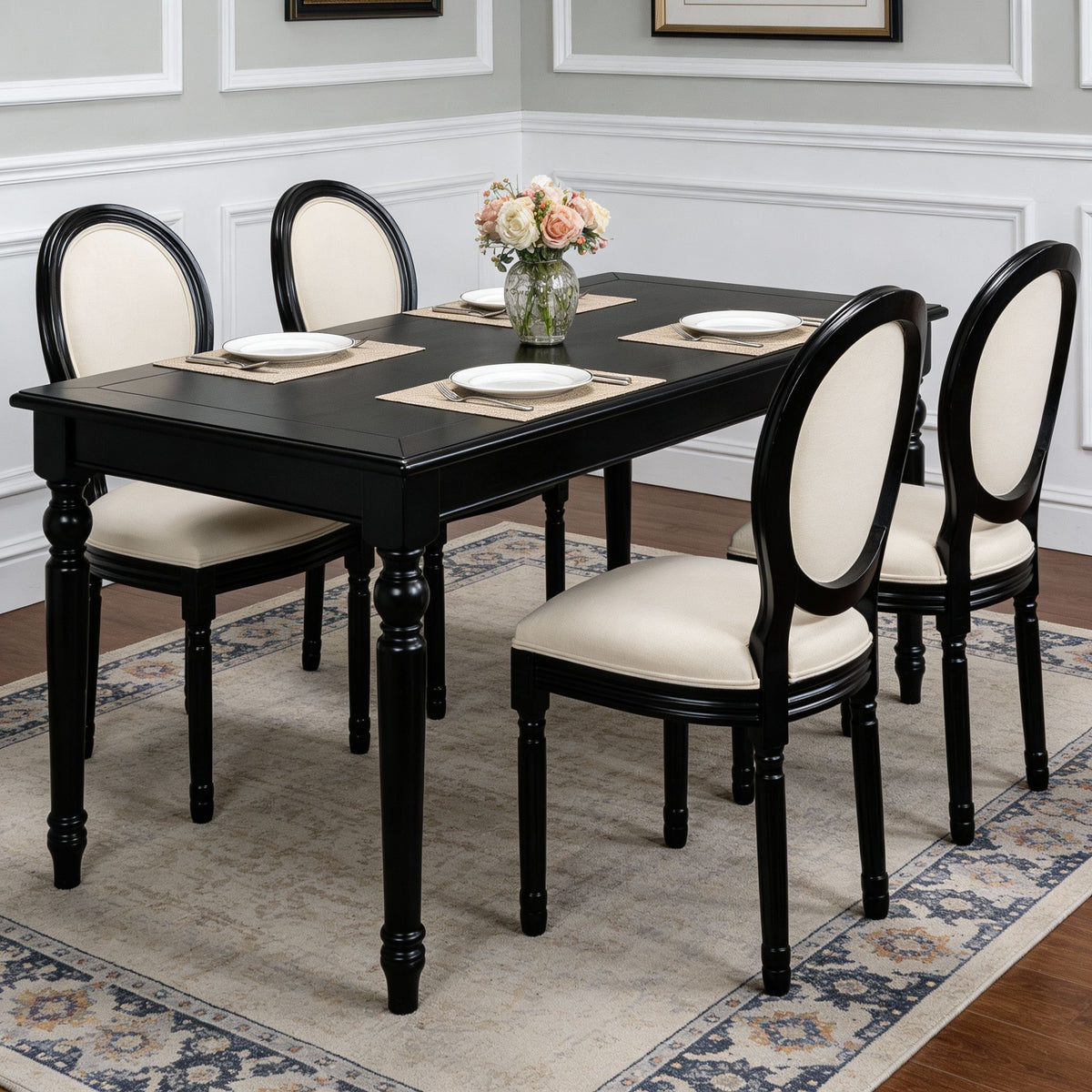 Dining Chairs Upholstered With Sponge Round Back (Set of 2) - Black