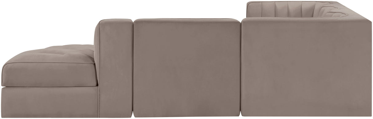 Rummi - Velvet Performance Fabric Upholstered 5 Piece Modular Sectional
