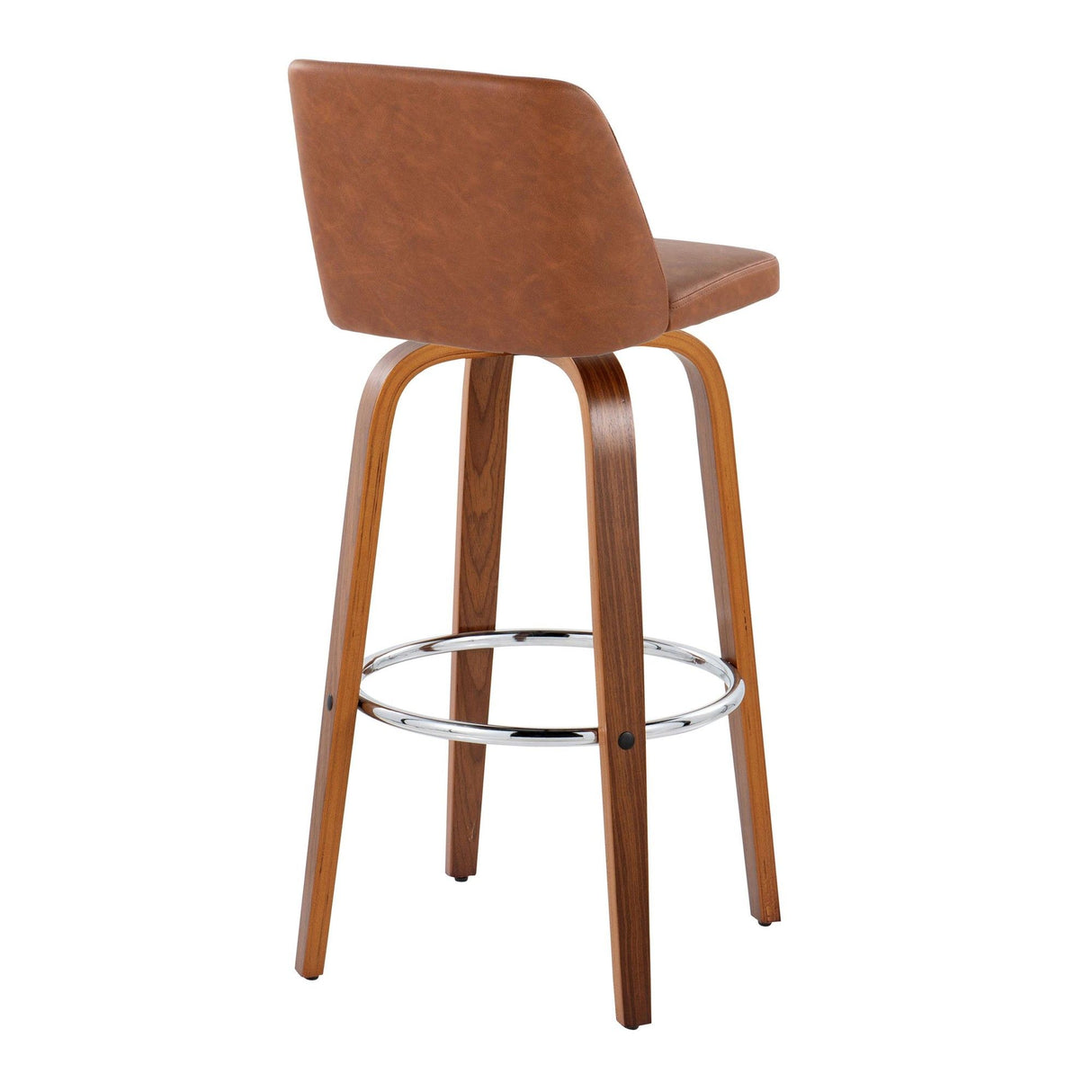 Toriano - 30" Fixed-Height Barstool (Set of 2) - Walnut & Chrome Base