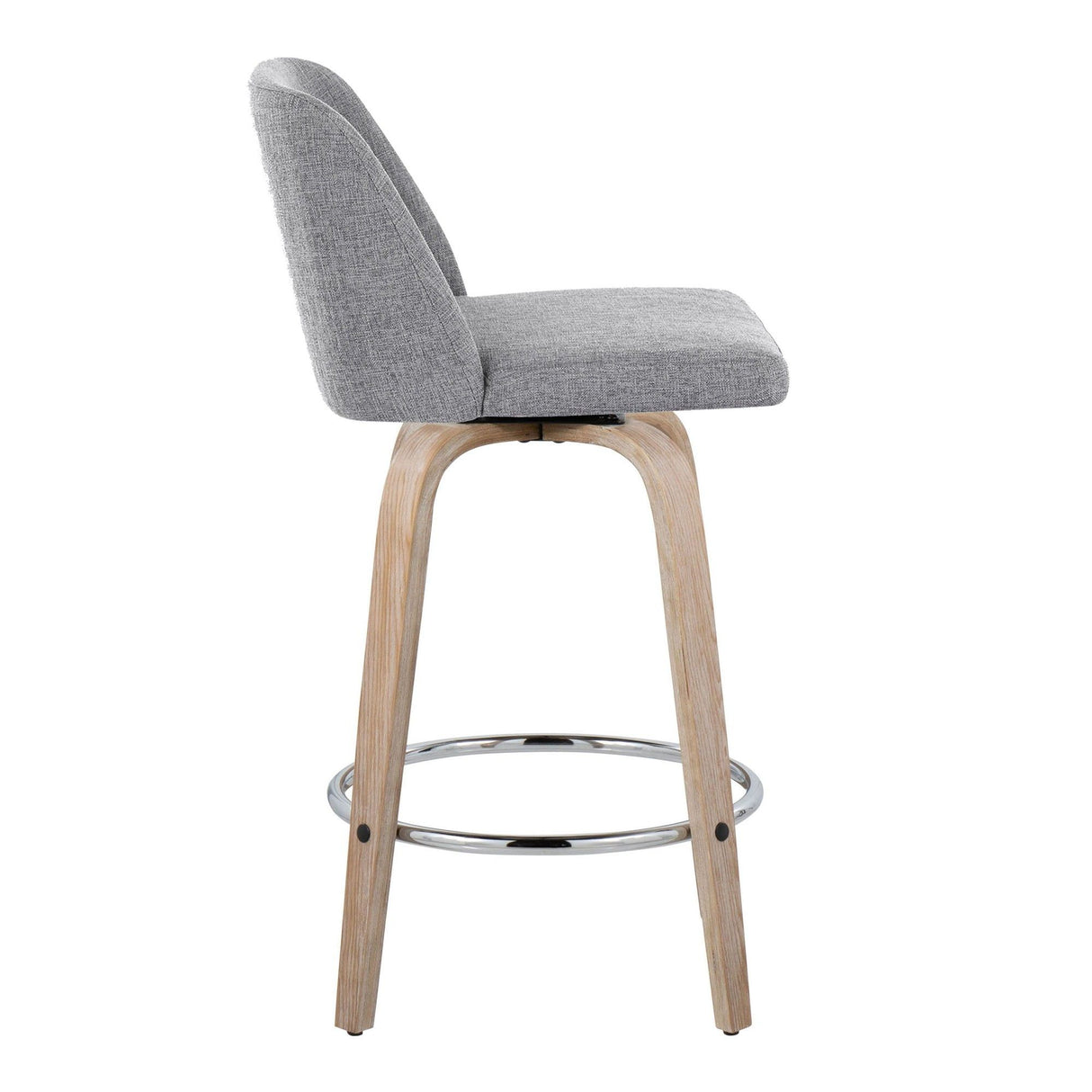 Toriano - 26" Fixed-Height Counter Stool (Set of 2) - Gray & Chrome Round Base