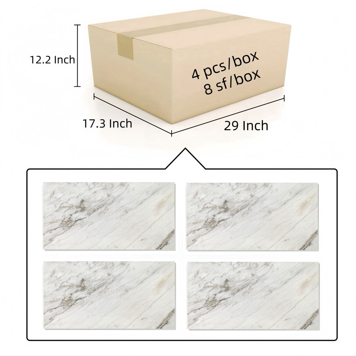Natural Marble Polished Tile For Wall And Floor (Set of 4)