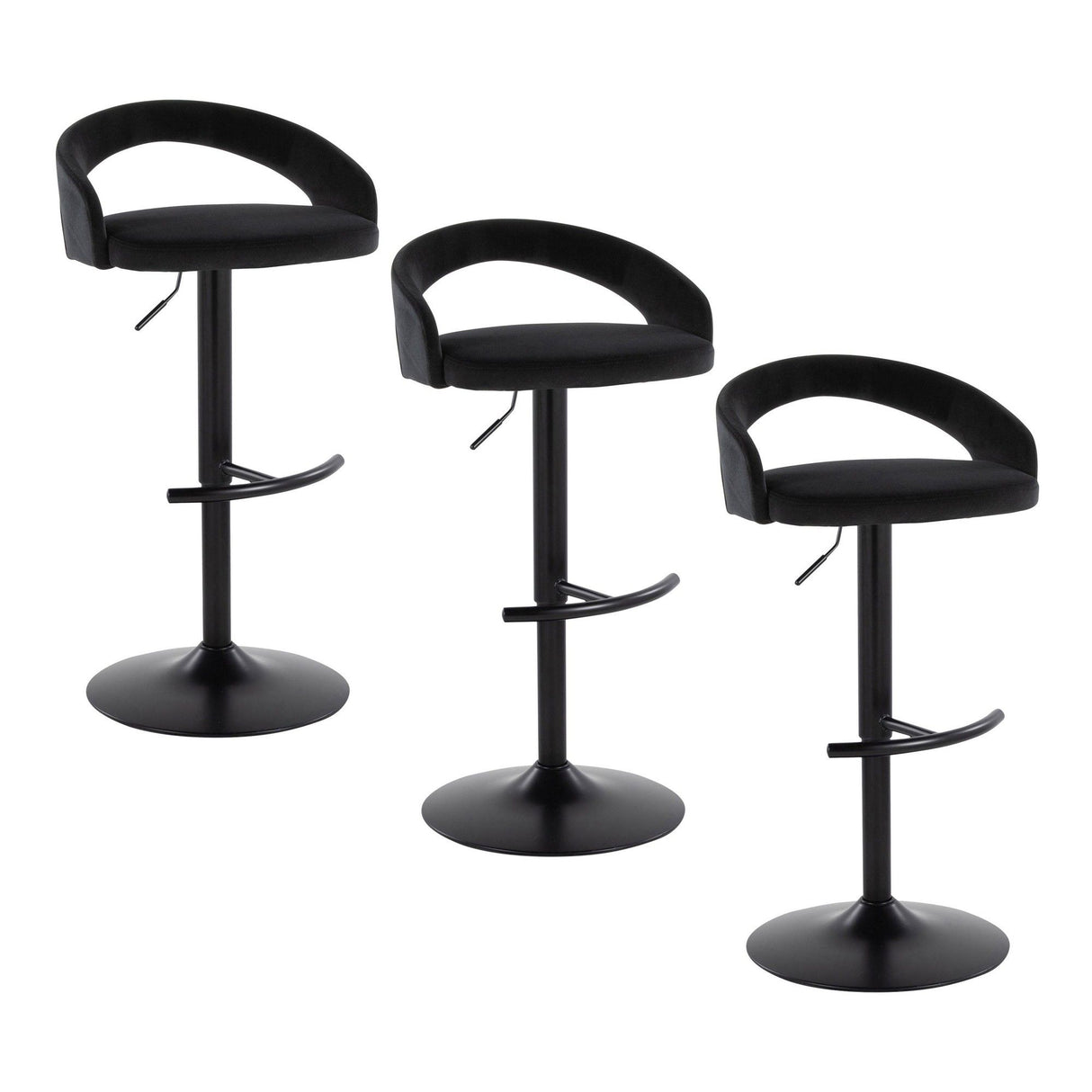 Grotto - Upholstered Adjustable Barstool - Black Metal Base