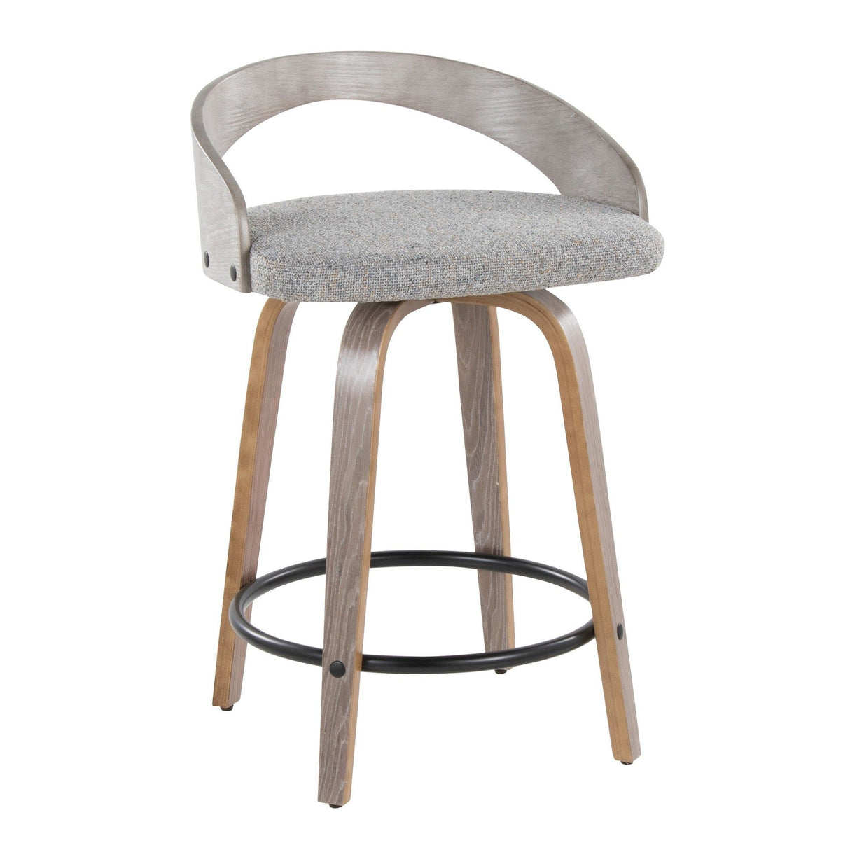 Grotto - Fixed-Height Swivel Counter Stool With Light Gray Wood (Set of 2)