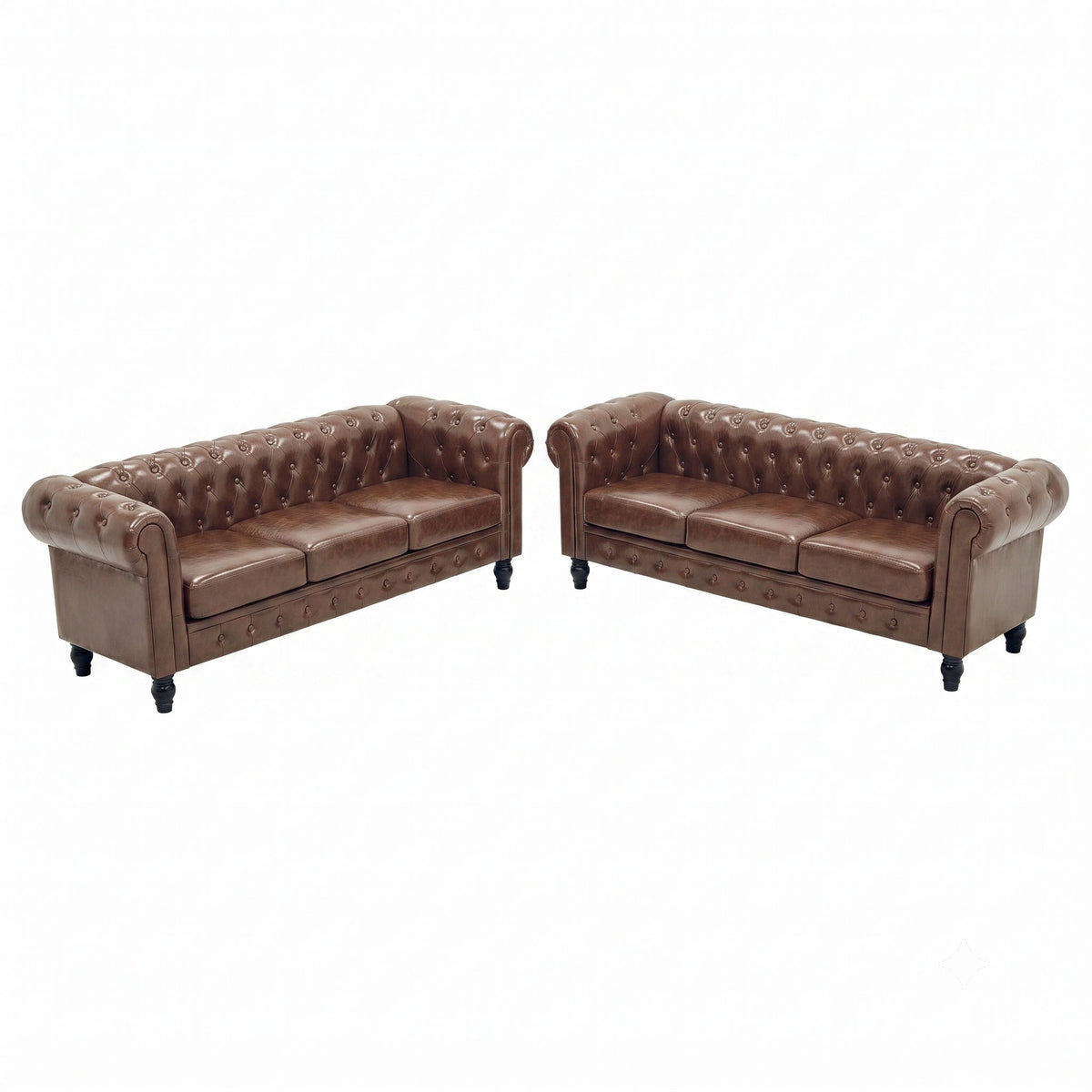 2 Piece Sofa Set With Rolled Armrests