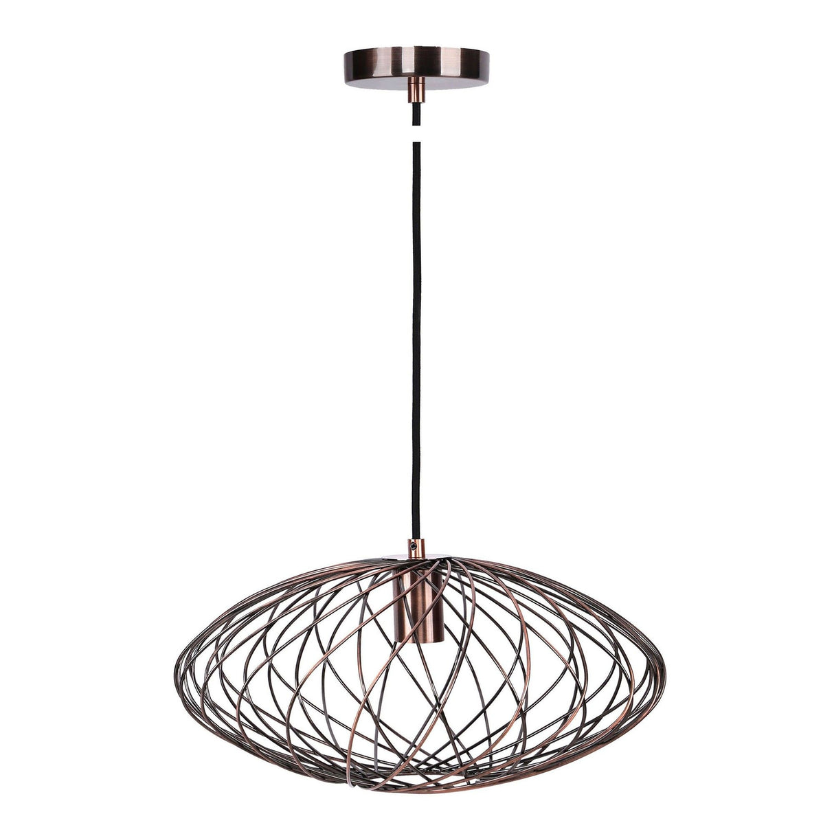 Linx - Oval Contemporary Metal Pendant Lamp - Antique Copper Bronze From Grandview Gallery