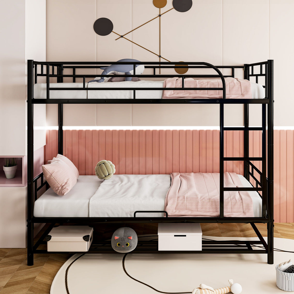 Metal Bunk Bed & Shelf And Guardrails