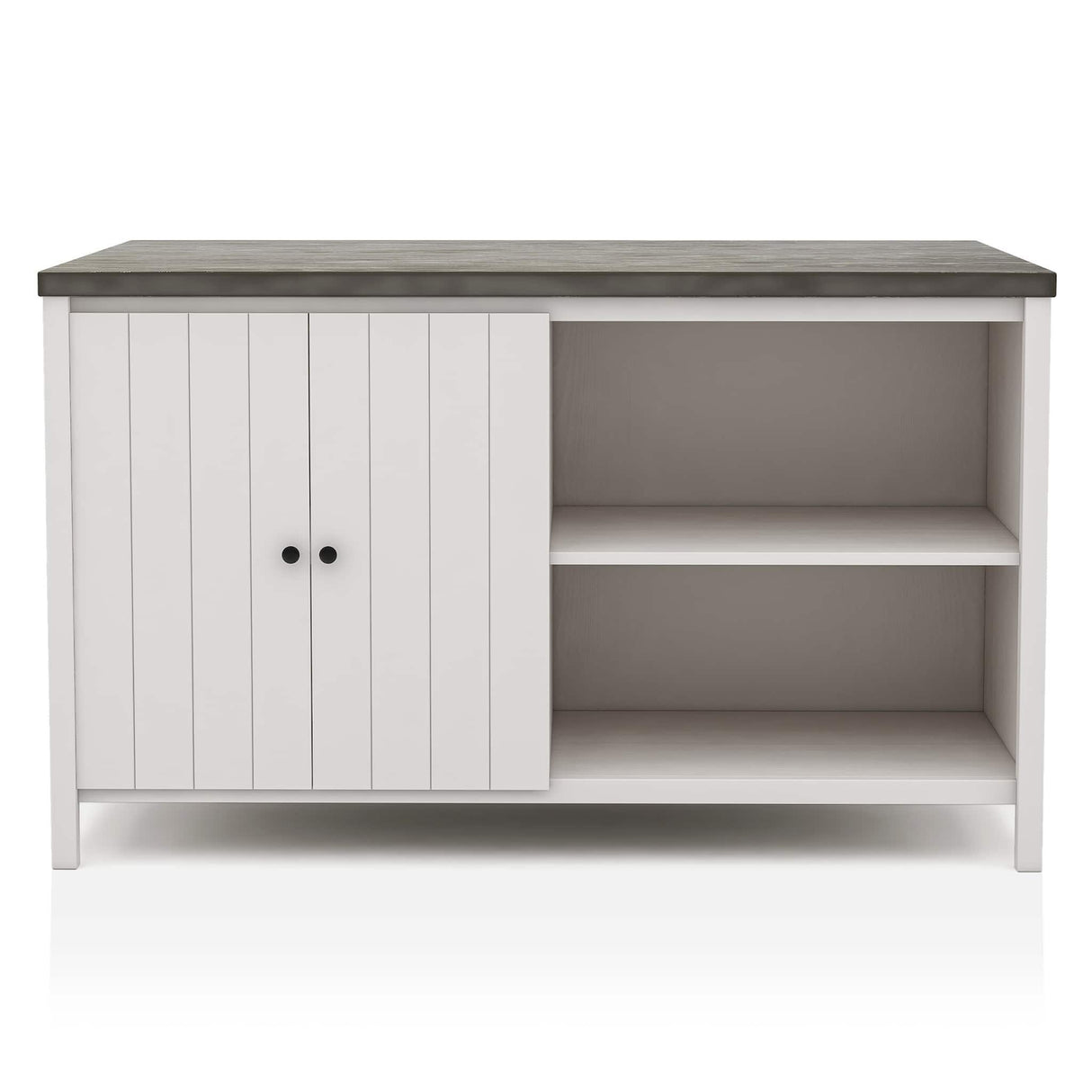 Counter Height Dining Table With Storage Cabinet Base - Dark Gray / Off White / Off White / Gray