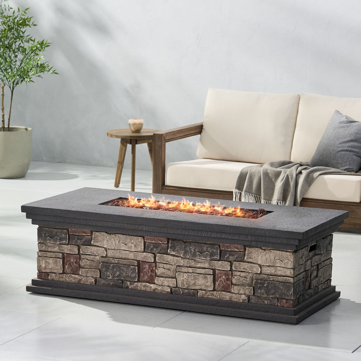 Fire Pit With Lightweight Concrete And Steel Frame