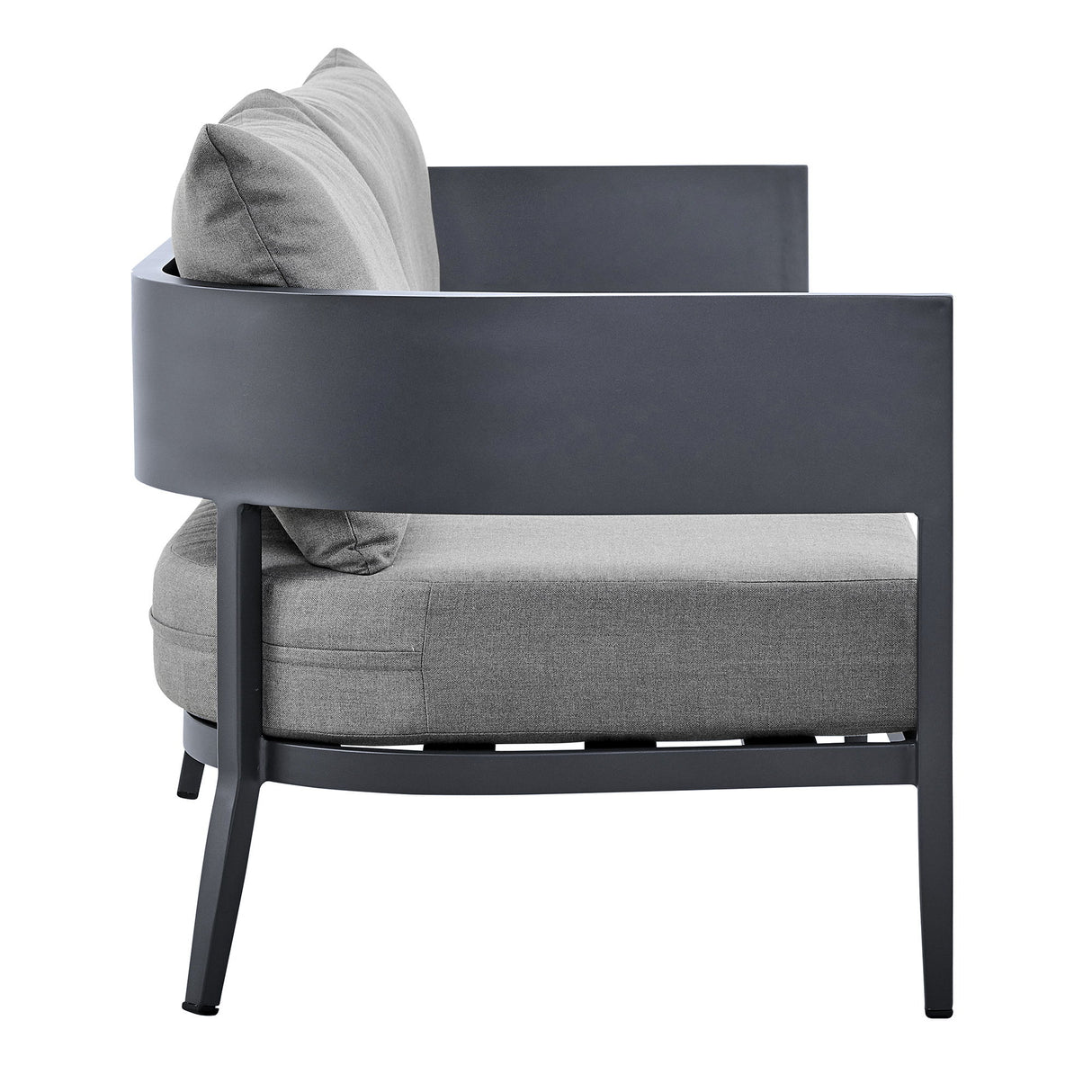 Argiope - 4 Piece Outdoor Aluminum & Fabric Outdoor Conversation Set - Dark Gray