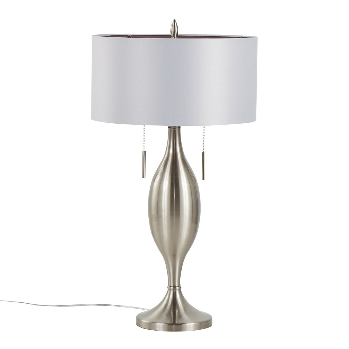 Anabelle - Metal Table Lamp (Set of 2) - Brushed Nickel, Light Silver Fabric