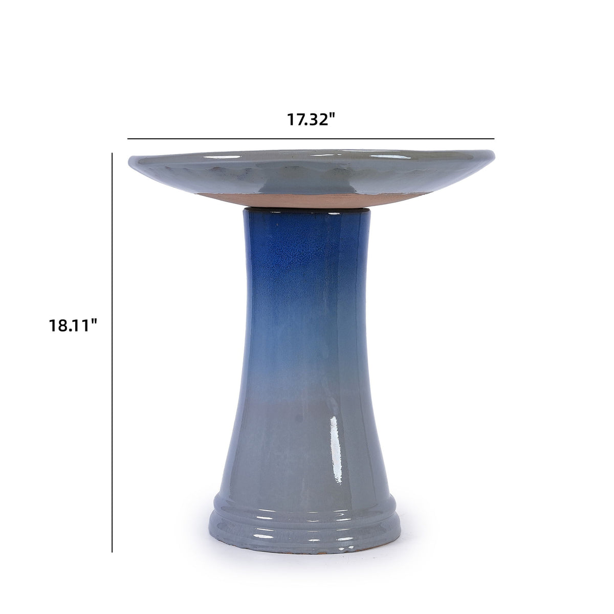 Birdbath For Patio, Garden - Blue Gray