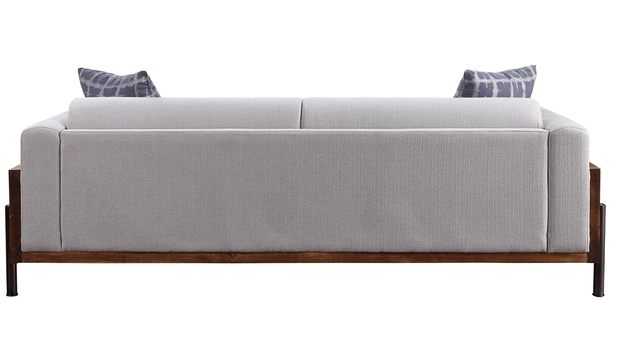 Pelton - Sofa With 2 Pillows - Fabric & Walnut
