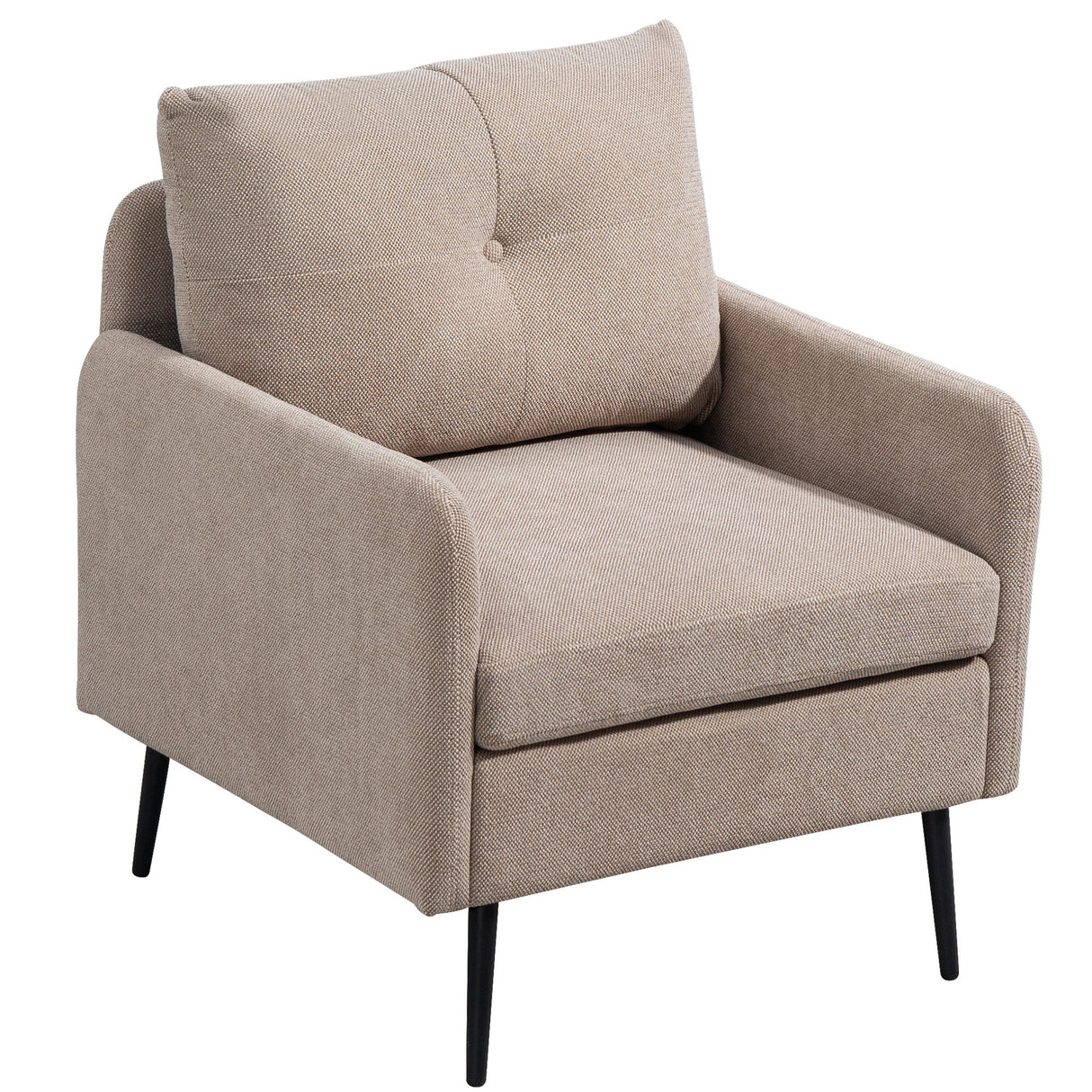 Contemporary Accent Chair With Metal Legs, Comfy Chenille Fabric Armchair