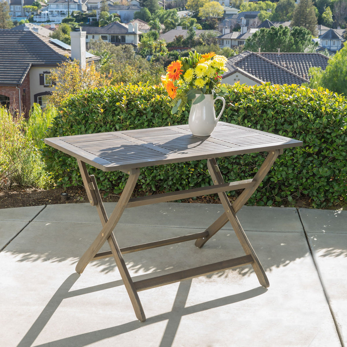 Blissique - Outdoor Foldable Wood Dining Table With Slat Design