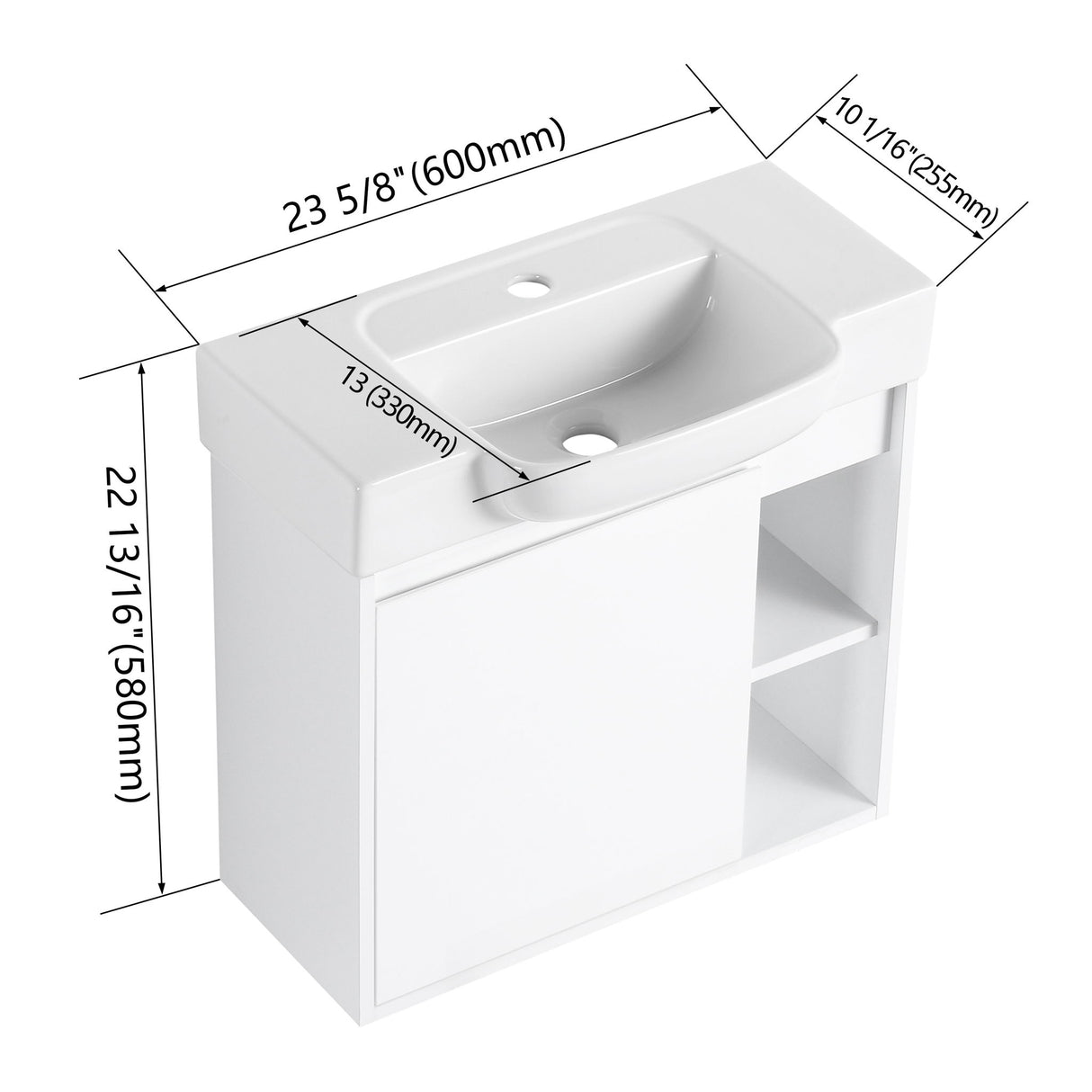 Wall Mounted Bathroom Vanity With Sink & Soft Close Door