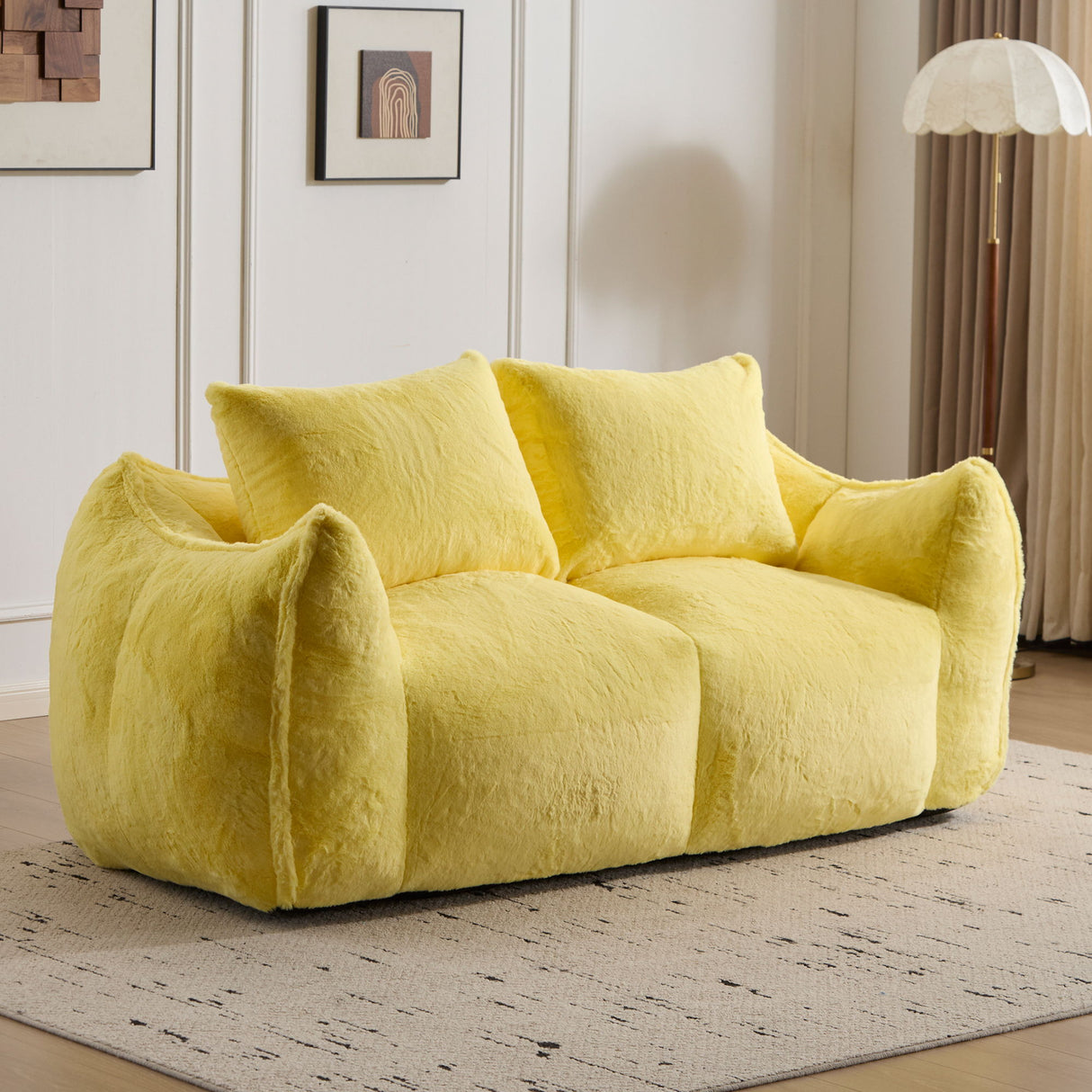 Giant Bean Bag Couch, Ultra Soft Fluffy Loveseat For Living Room
