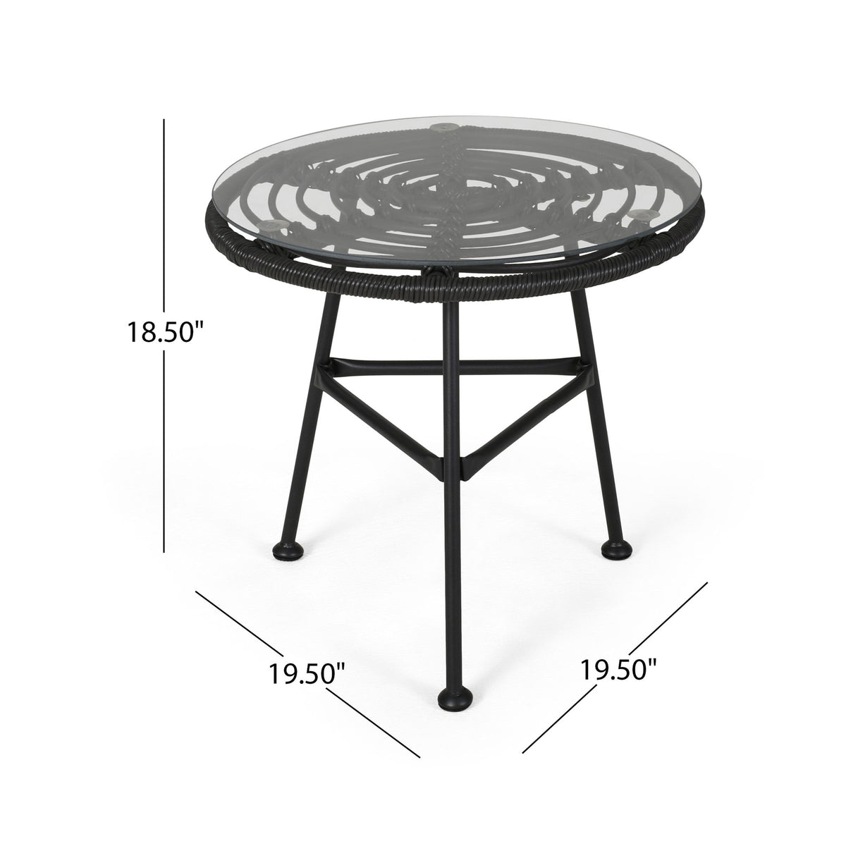 Petrichor - Outdoor Side Table With Tempered Glass And Steel Frame