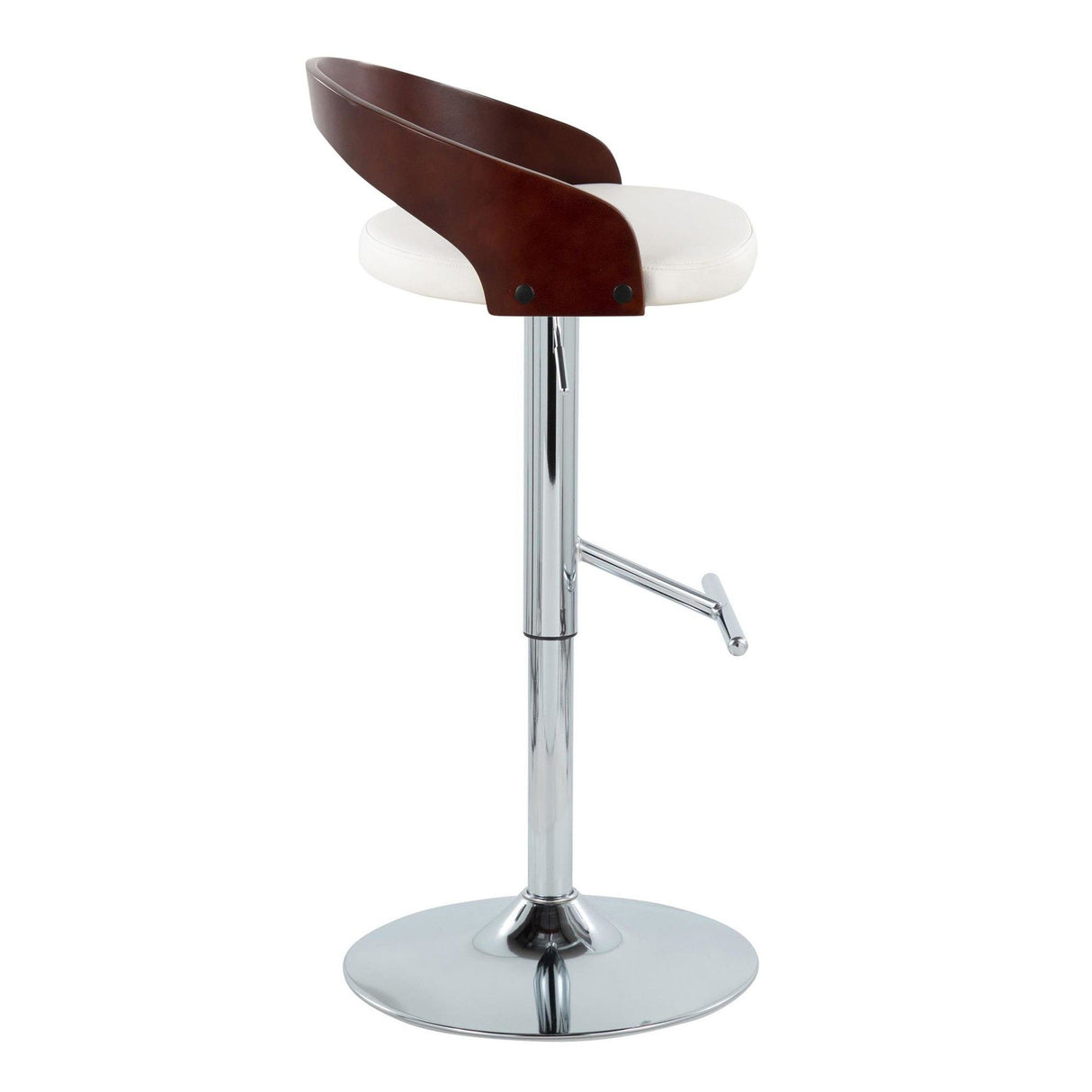 Grotto - Adjustable Barstool (Set of 2) - White Faux Leather And Cherry Wood
