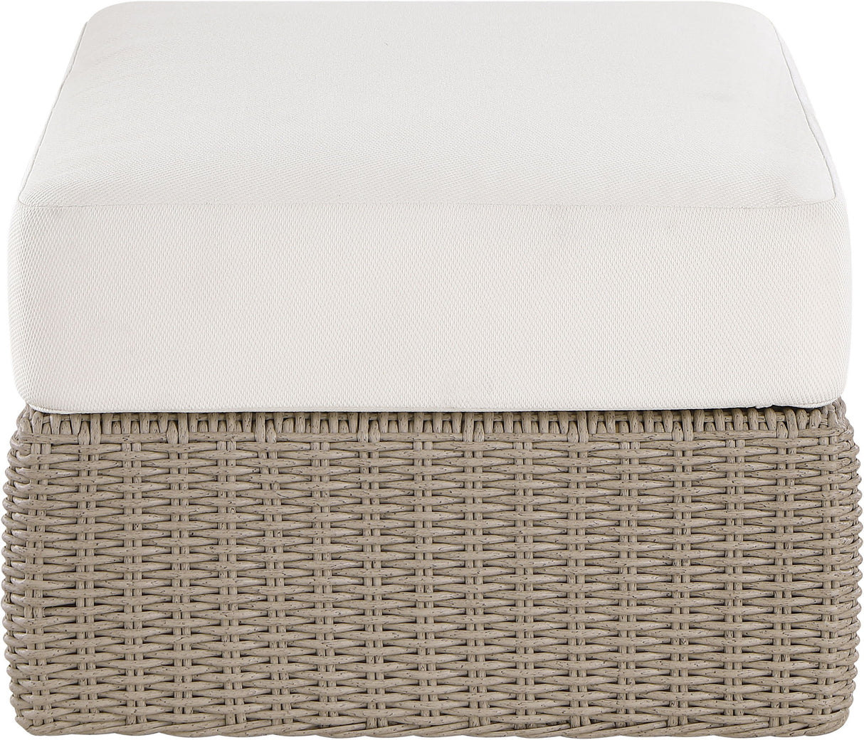 Seacrest - Olefin Water Resistant Fabric And Wicker Outdoor Patio Ottoman/Coffee Table
