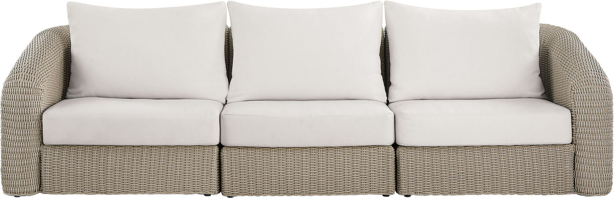 Seacrest - Olefin Water Resistant Fabric And Wicker 3 Piece Outdoor Patio Modular Sofa