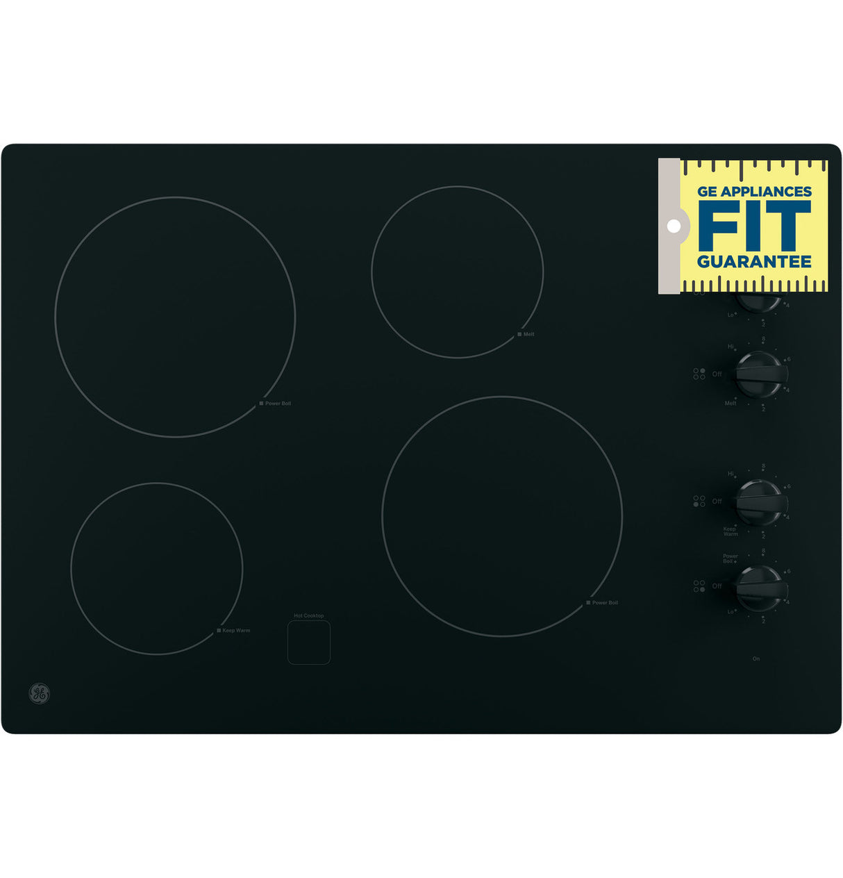 GE JP3030DWBB electric cooktop — ceramic glass surface