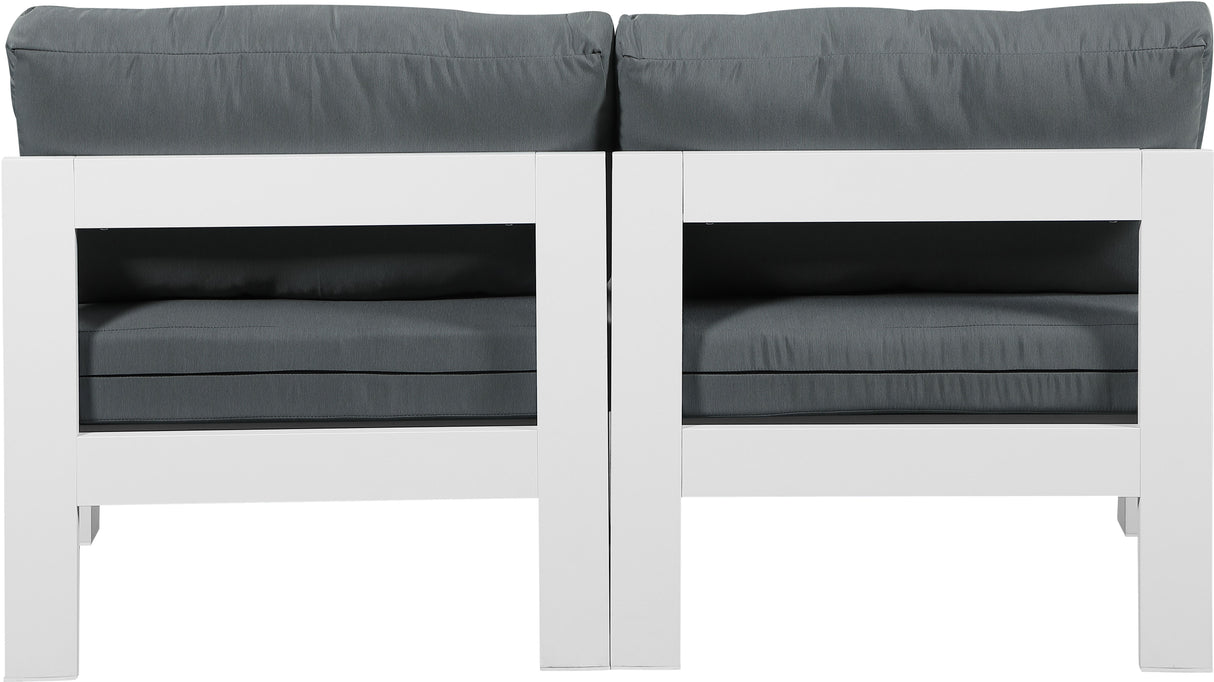 Nizuc - Outdoor Patio 2 Seat Armless Modular Sofa With White Frame