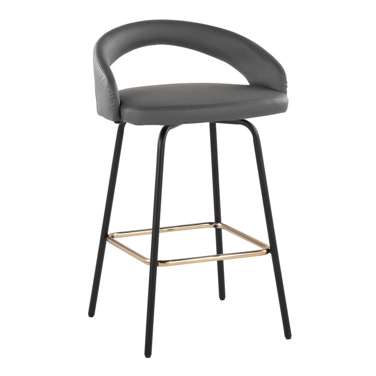 Grotto - Upholstered Fixed-Height Counter Stool - Black Metal