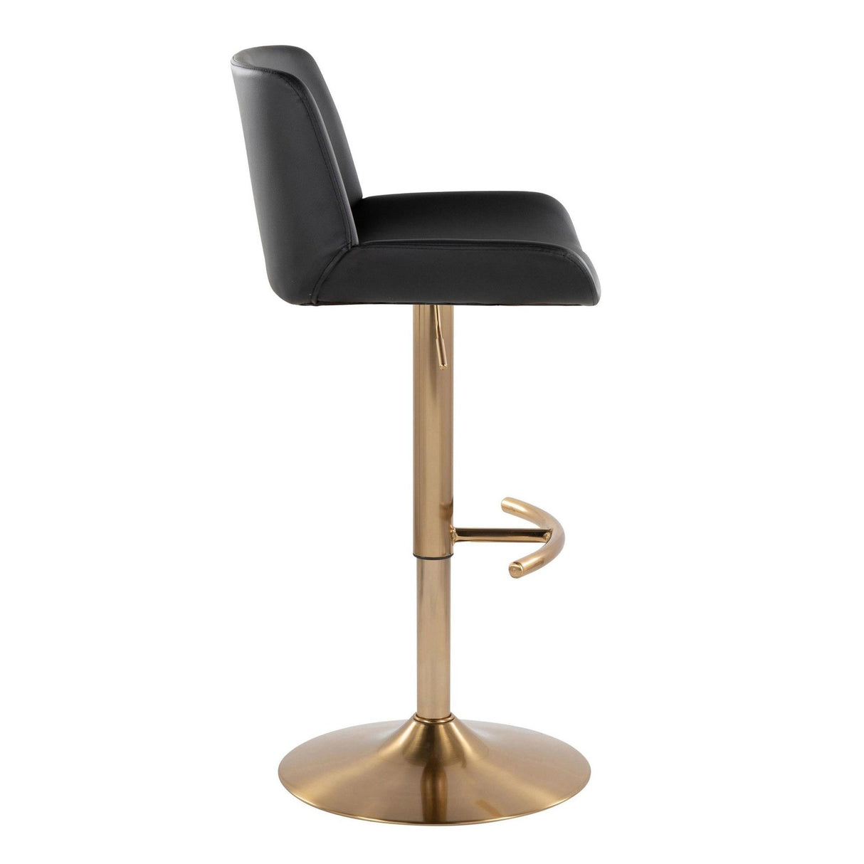 Santi - Upholstered Adjustable Barstool With Swivel And Rounded T Footrest (Set of 2) - Gold Metal