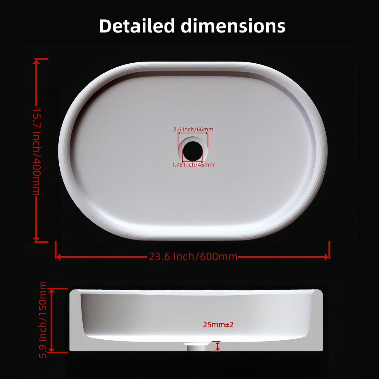 Bathroom Vessel Sink, Semi Polished Surface